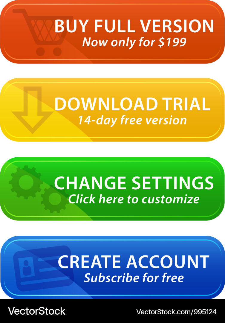 Colorful web buttons with icons Vector Image