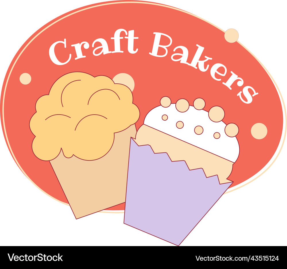 Craft bakers cupcakes tasty baked goods label Craft bakers cupcakes tasty baked goods label vector image