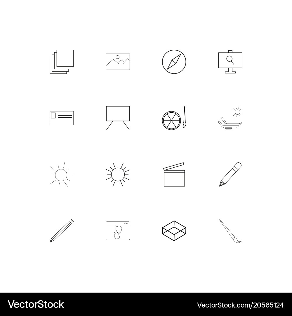 Creative process and design simple linear icons Vector Image