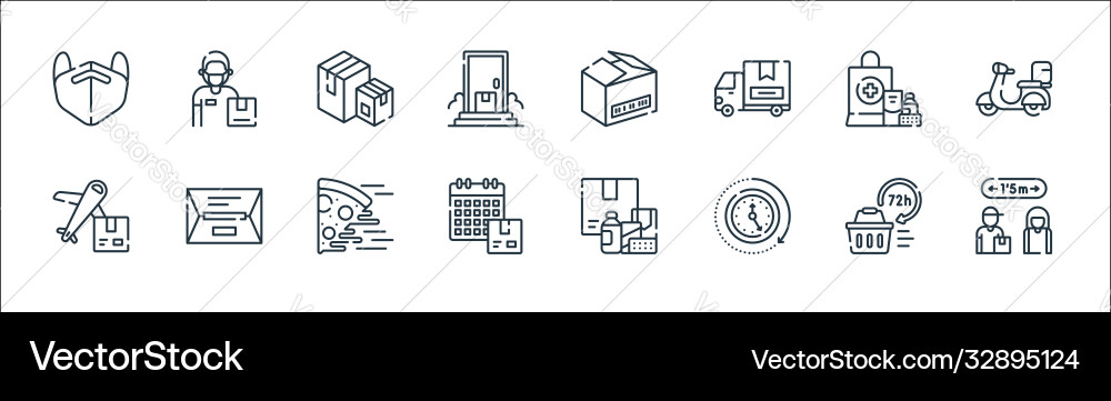 Delivery line icons linear set quality Delivery line icons linear set quality Vector Image