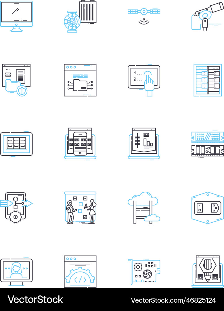 Digital device linear icons set smartph tablet Digital device linear icons set smartph tablet vector image