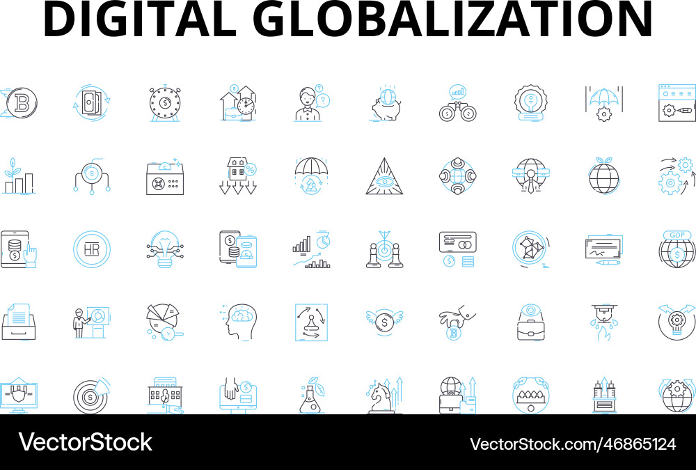 Digital globalization linear icons set Digital globalization linear icons set vector image