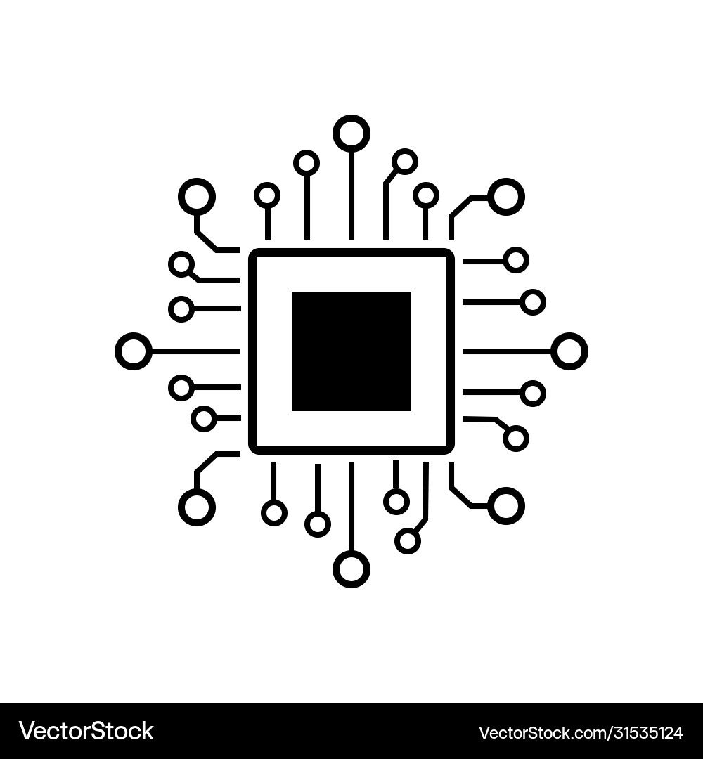 Digital Processor Chip Icon vector image
