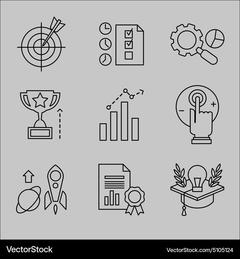 Flat line icons for web development Vector Image