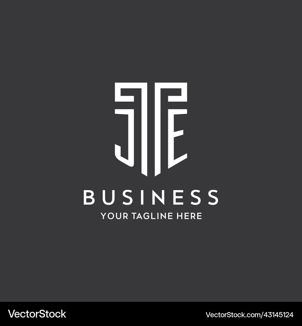 Je monogram initial name with shield shape icon vector image