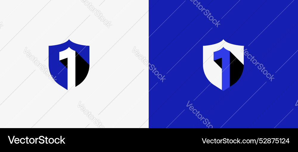 Logo number 1 and shield tech database security Logo number 1 and shield tech database security vector image
