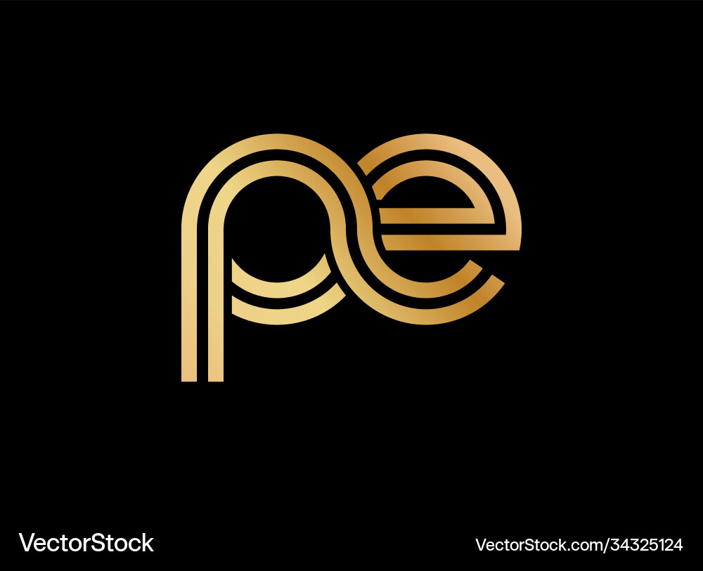 Lowercase letters p and e flat bound design Lowercase letters p and e flat bound design vector image