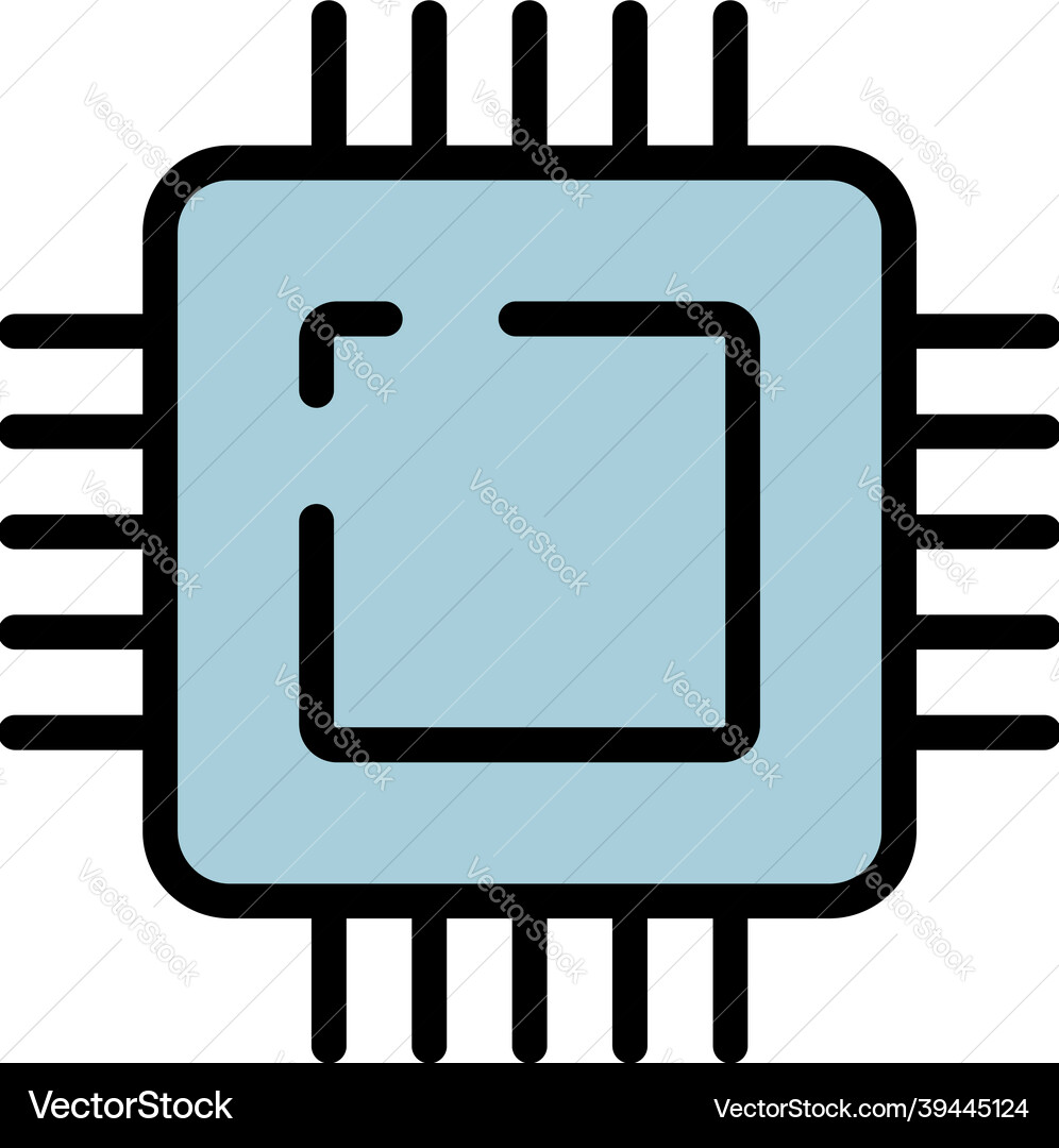 Microprocessor icon color outline Microprocessor icon color outline vector image