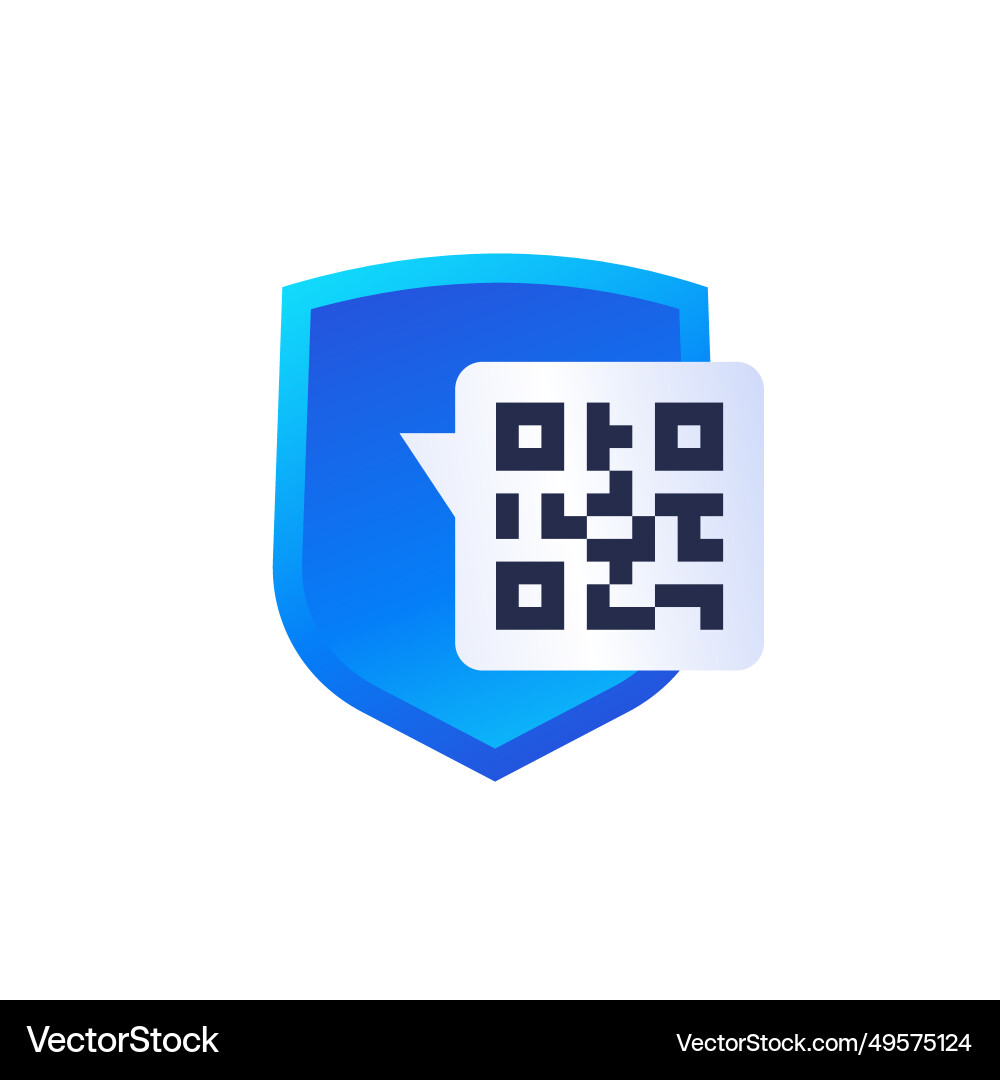 Secure qr code payment icon with shield Vector Image