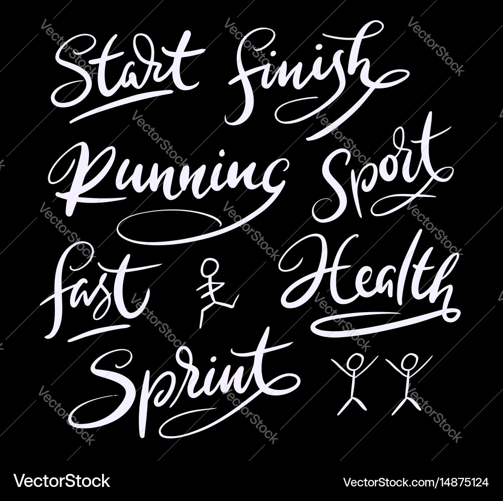 Start and finish hand written typography Vector Image