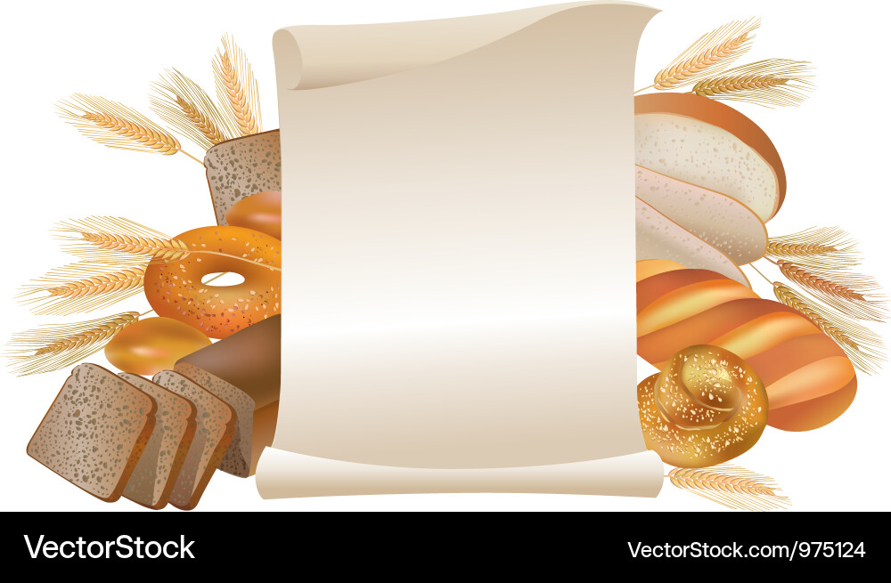 Wheat Scroll with Bakery Elements vector image