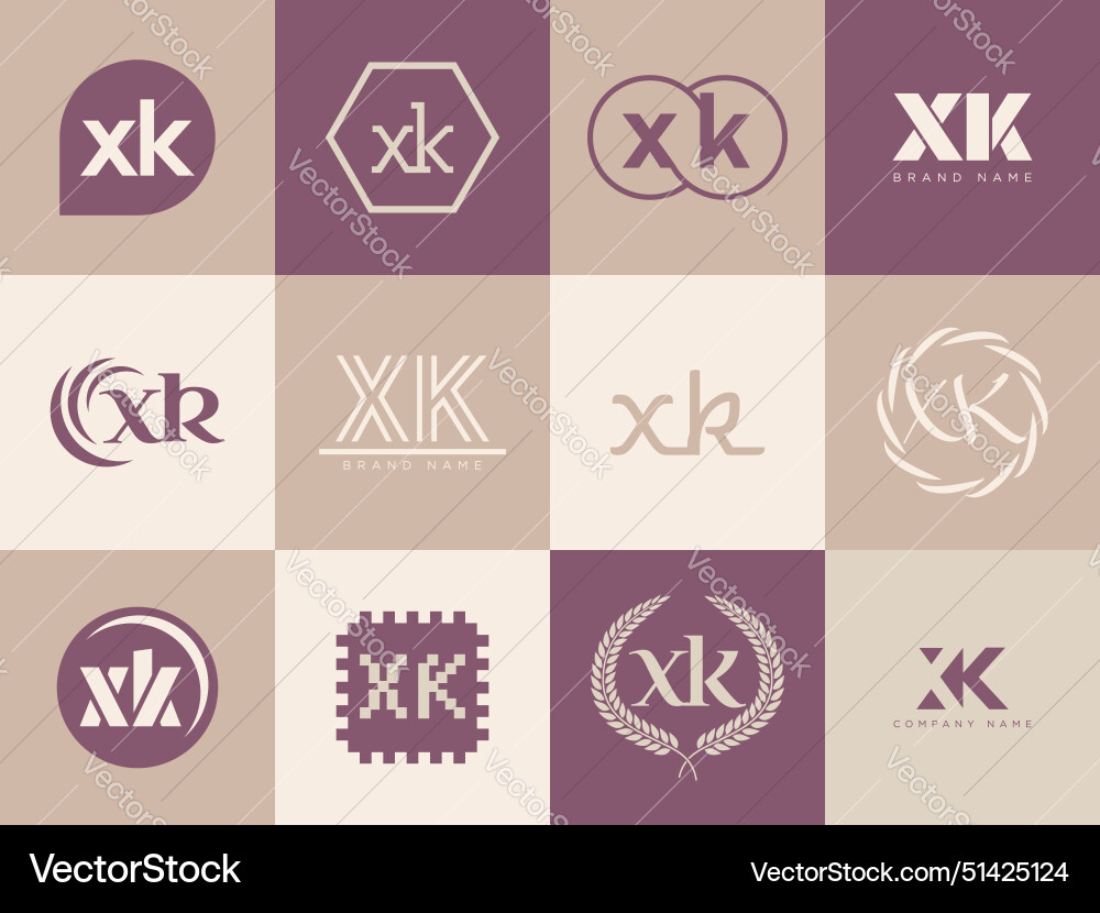 Xk logo company template letter x and k logotype Xk logo company template letter x and k logotype vector image
