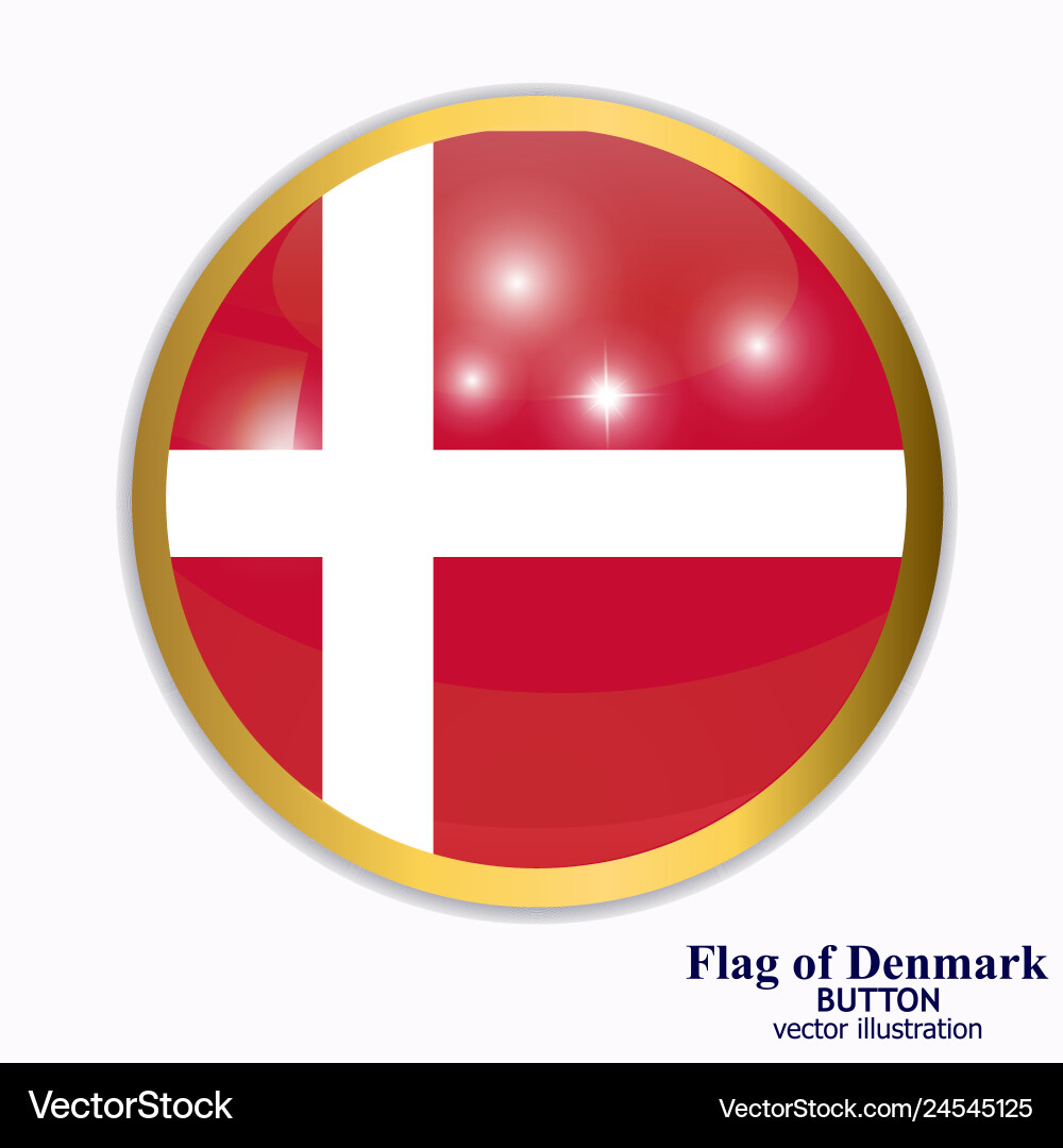 Button with flag of denmark Vector Image