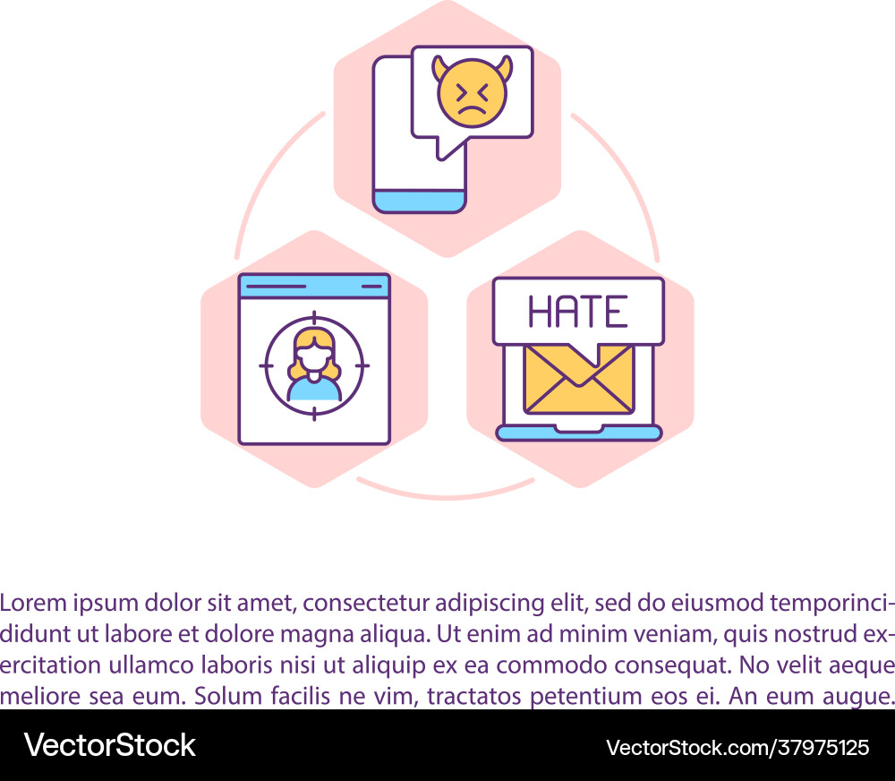 Cyberstalking concept line icons with text Vector Image