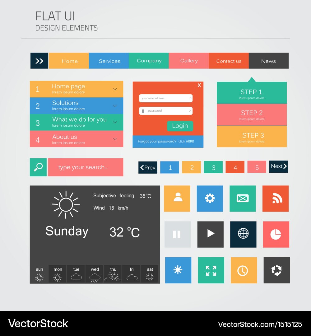 Flat UI Components vector image