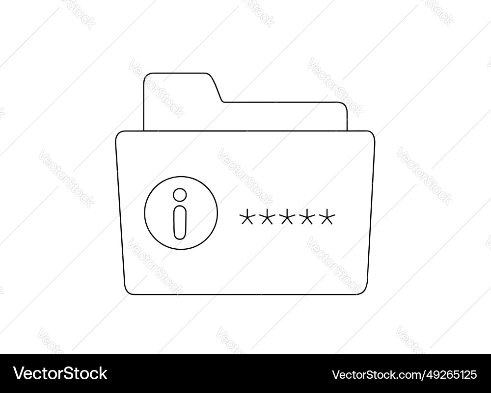 Folder data password one line Folder data password one line Vector Image