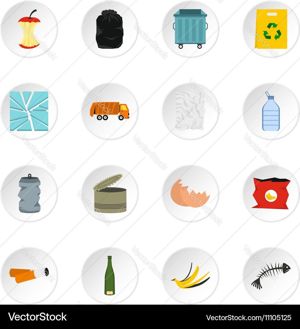 Garbage icons set flat style Vector Image