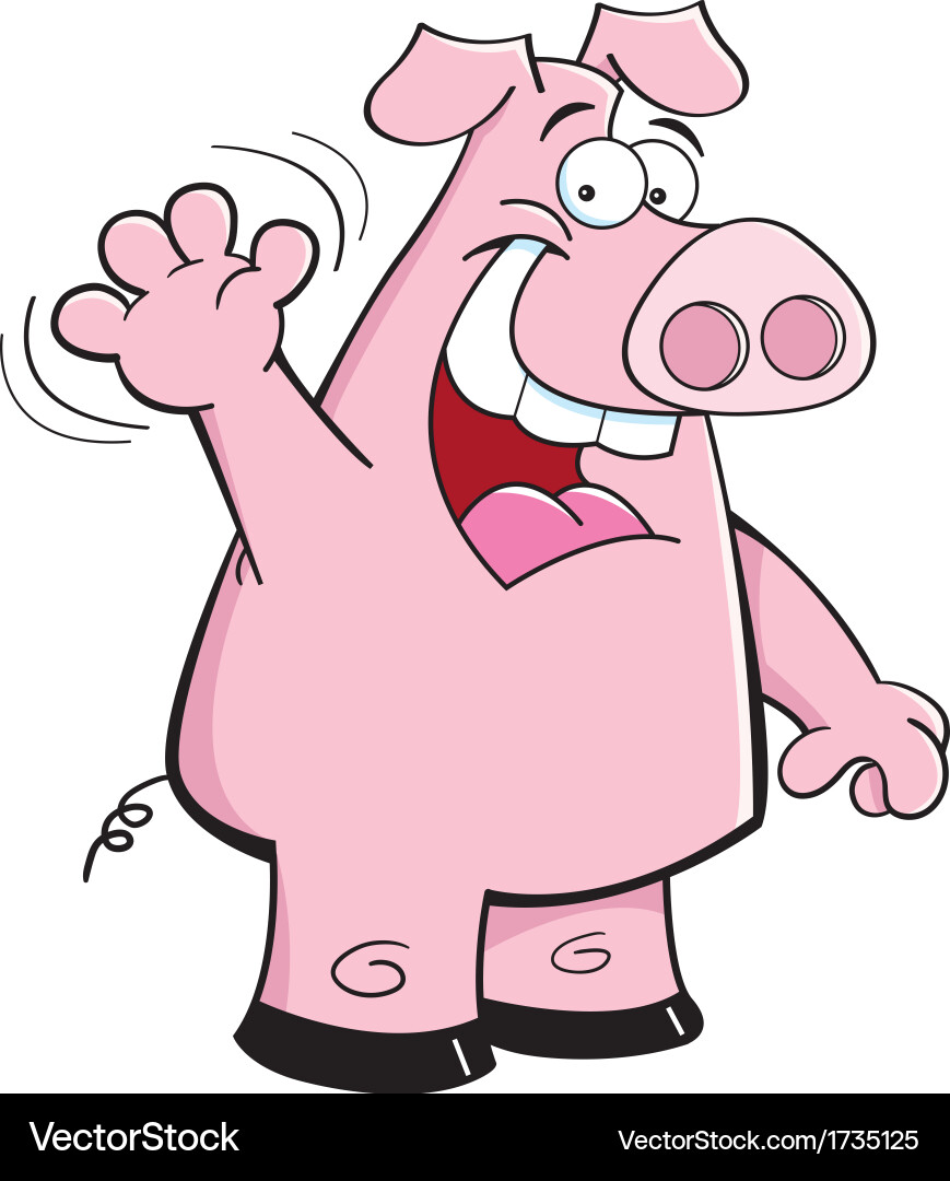 Happy Pig Waving (1735125) – Royalty-Free Vector | VectorStock