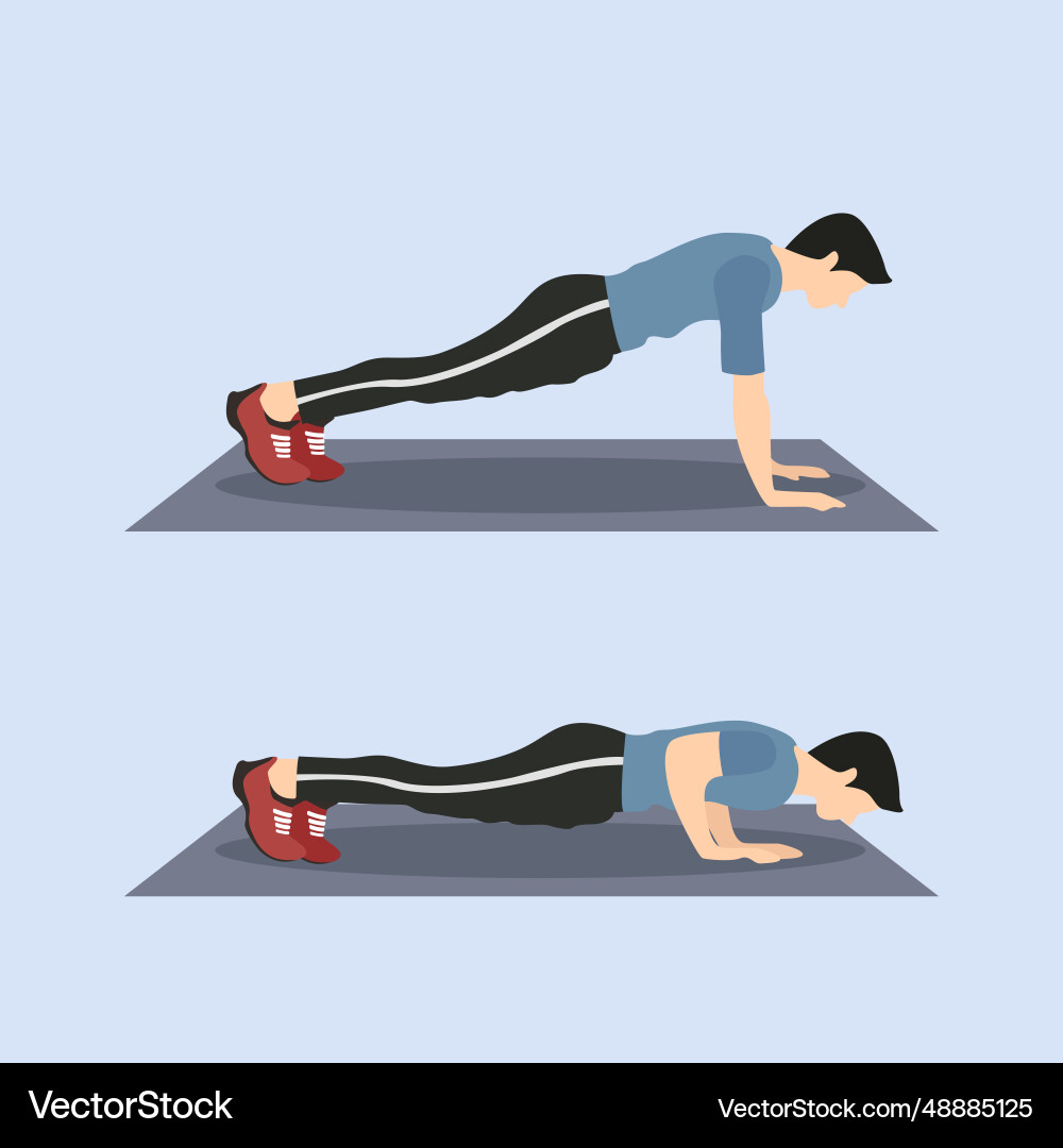Image of man doing push ups exercise Vector Image