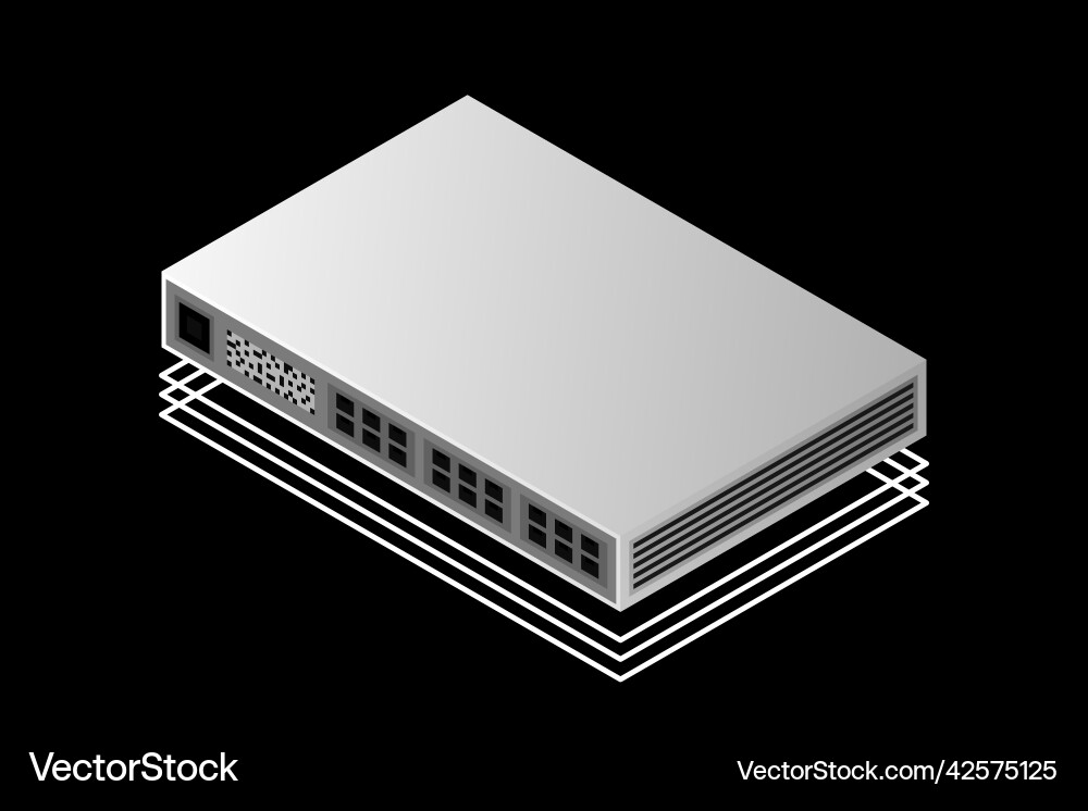 Isometric switch with up link port Isometric switch with up link port vector image