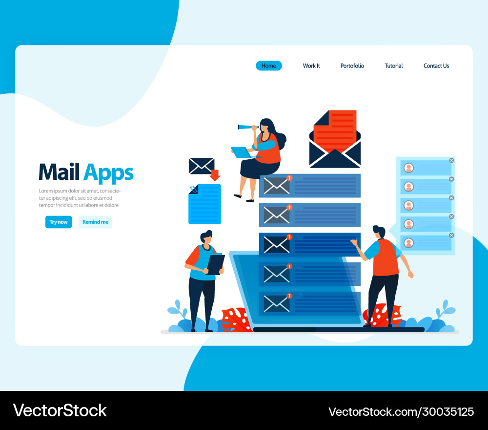 Landing page sending receiving managing e-mail Vector Image