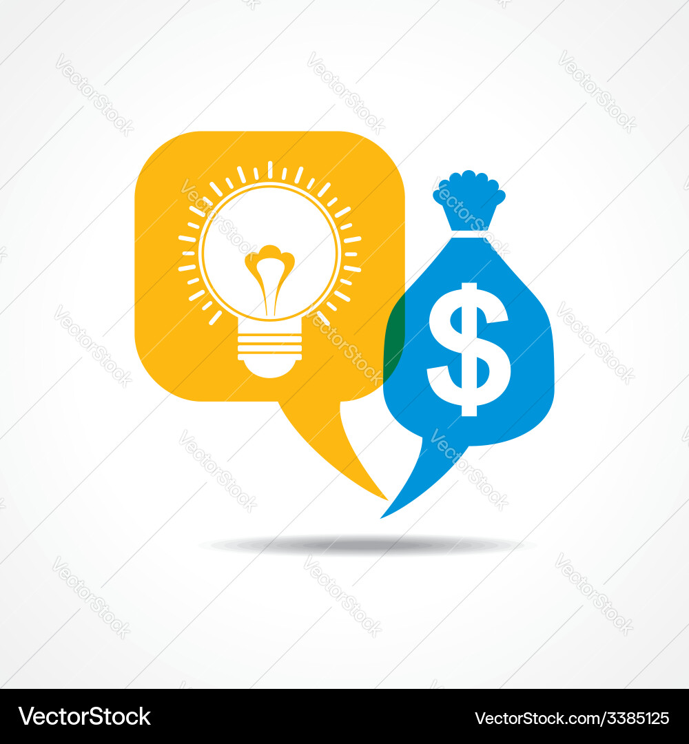Light-bulb and dollar symbol in message bubble vector image