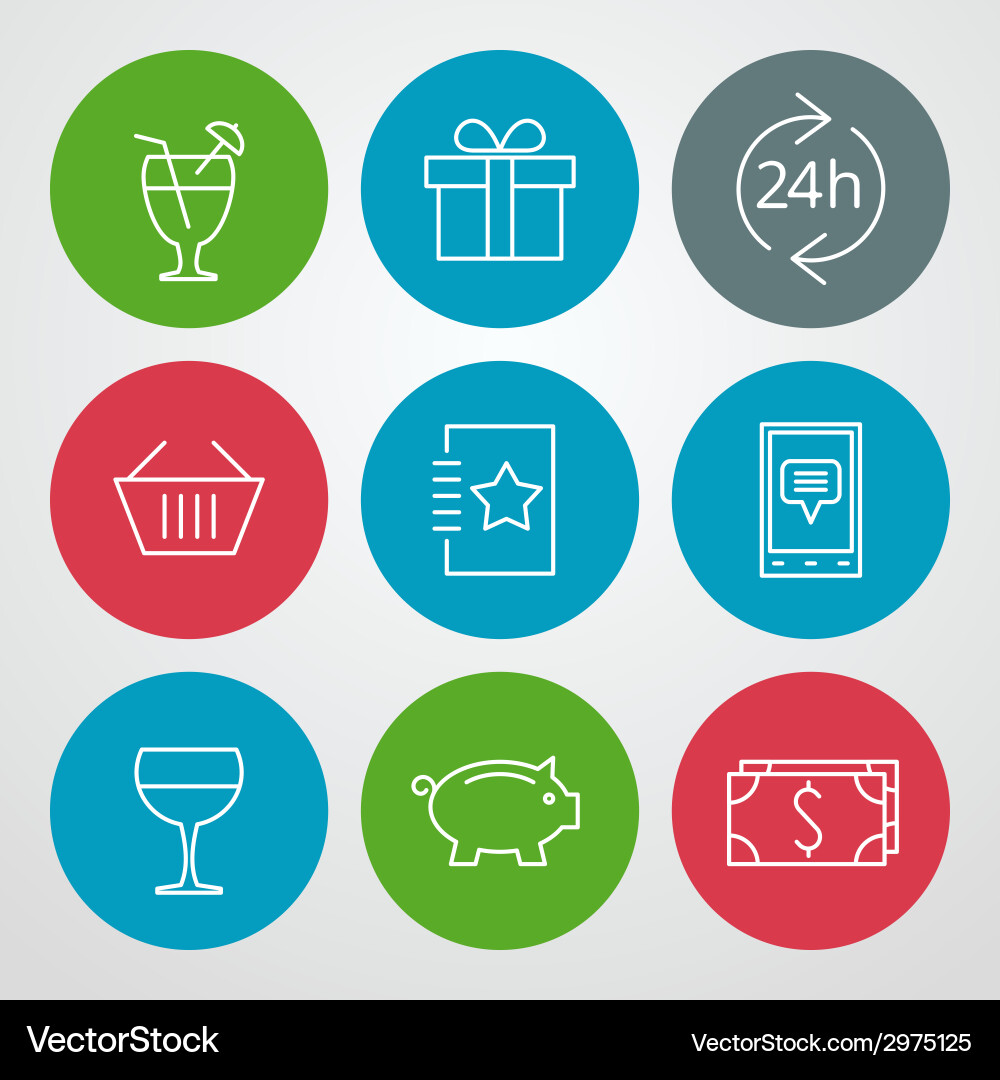 Line icons set for web site design and mobile apps Vector Image