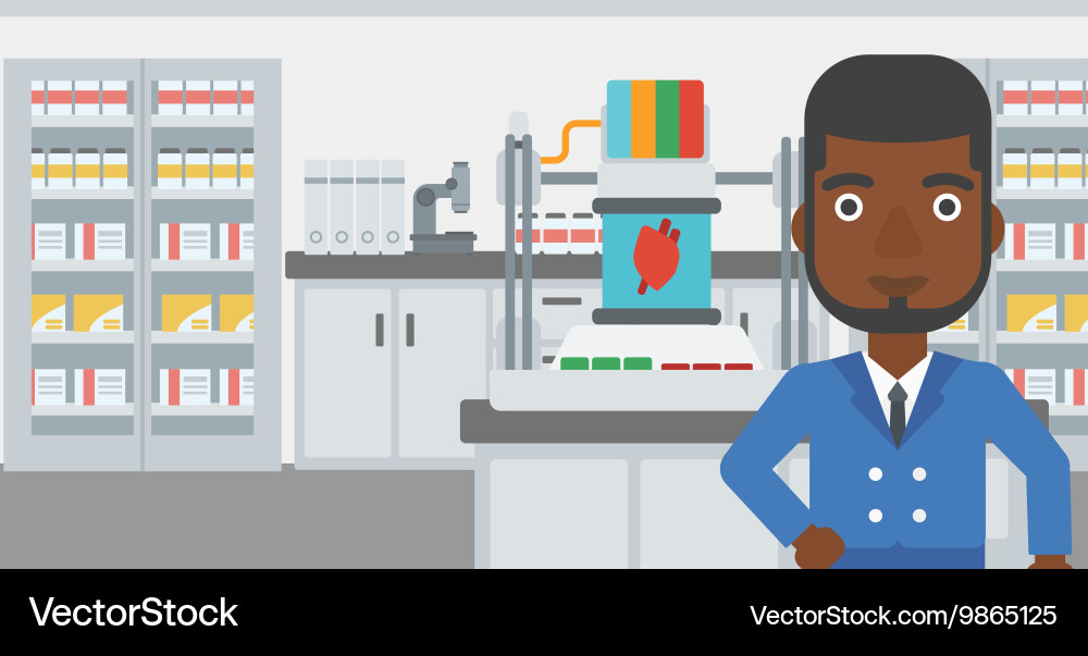Man with three d printer Vector Image