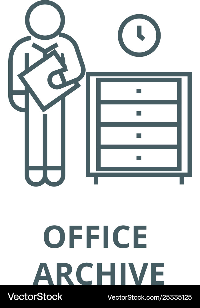 Office archive archiver line icon linear Office archive archiver line icon linear vector image