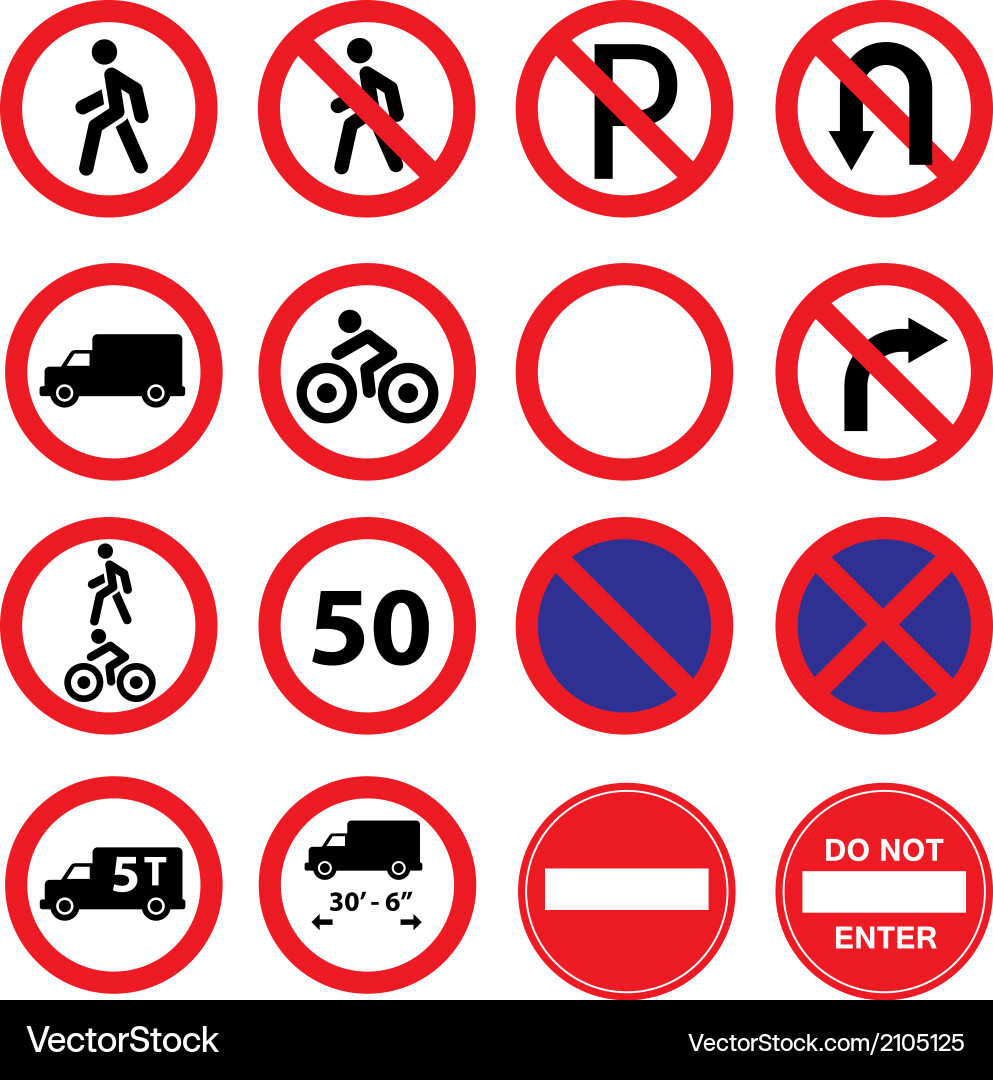 Road Restriction Signage - Traffic Control Vector Image