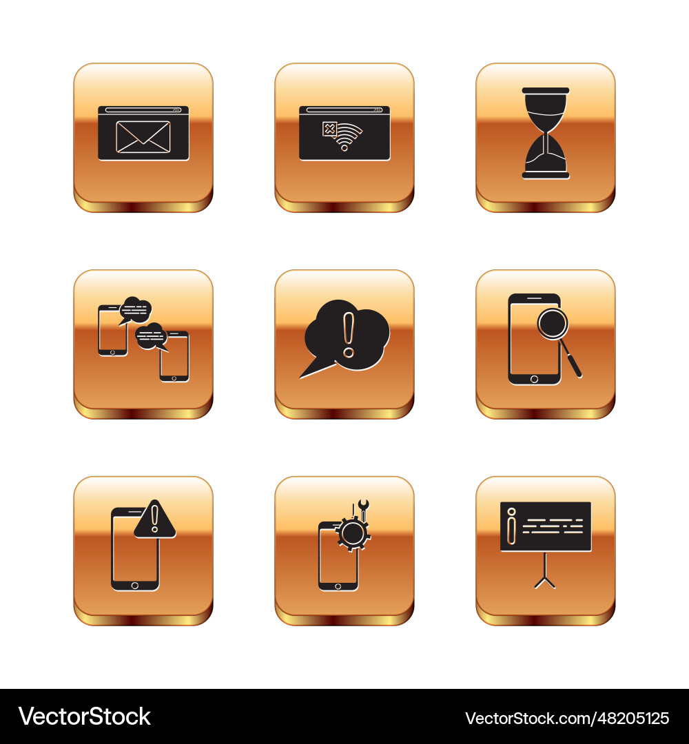Set mail and e-mail mobile with exclamation mark Set mail and e-mail mobile with exclamation mark Vector Image