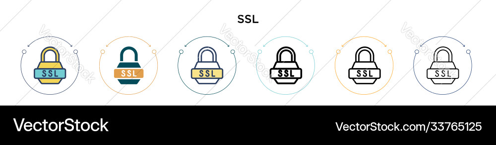 Ssl icon in filled thin line outline and stroke Ssl icon in filled thin line outline and stroke Vector Image