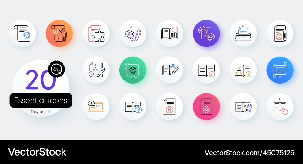 Technical documentation line icons set Technical documentation line icons set Vector Image