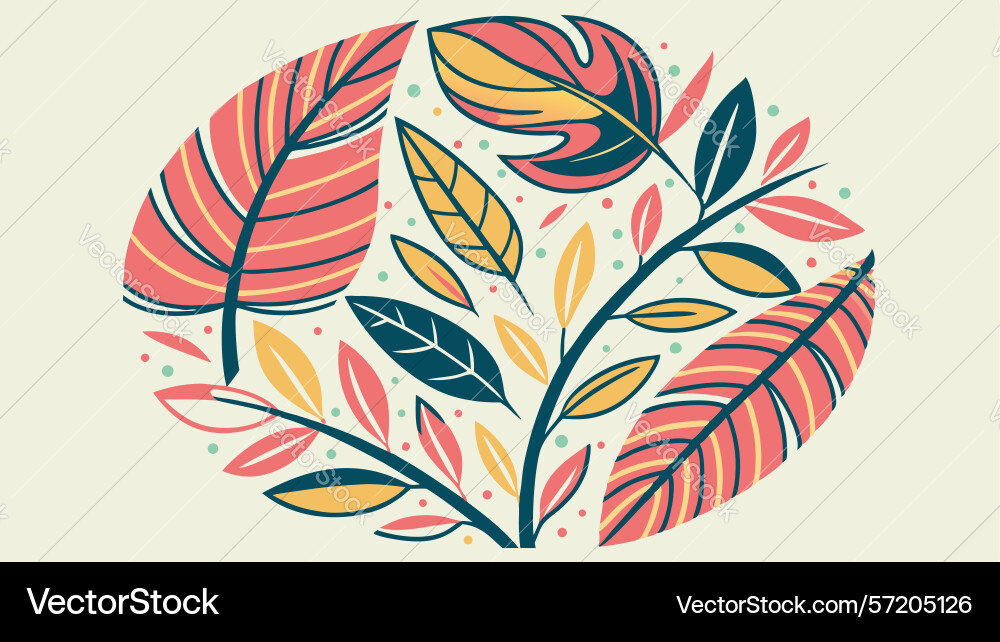 Abstract circular leaf pattern design vector image