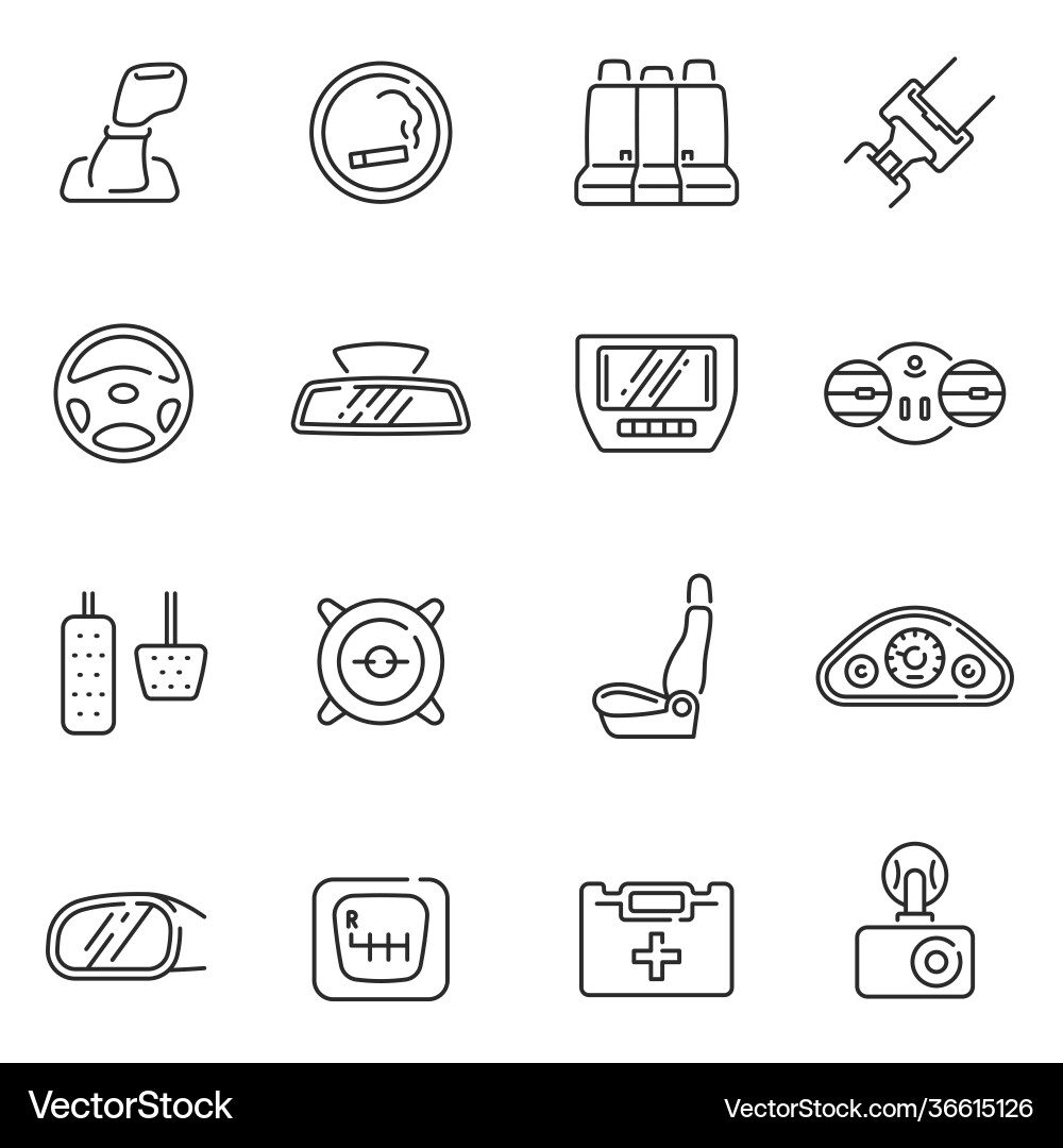 Car Interior Detail Icons Vector Image