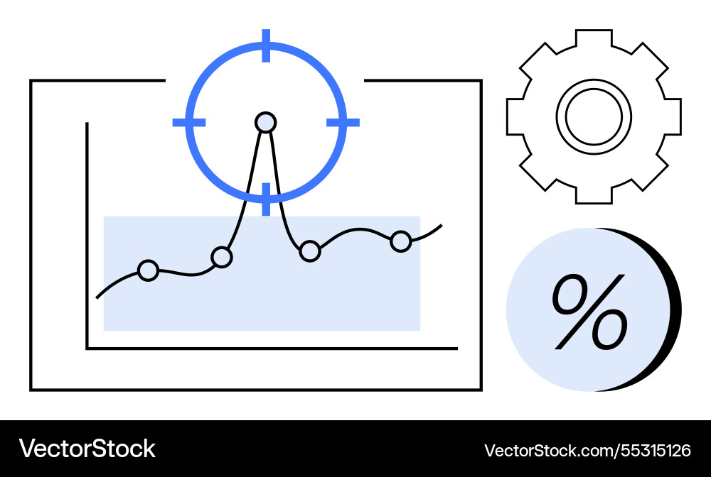 Data visualization with graph target marker gear Vector Image