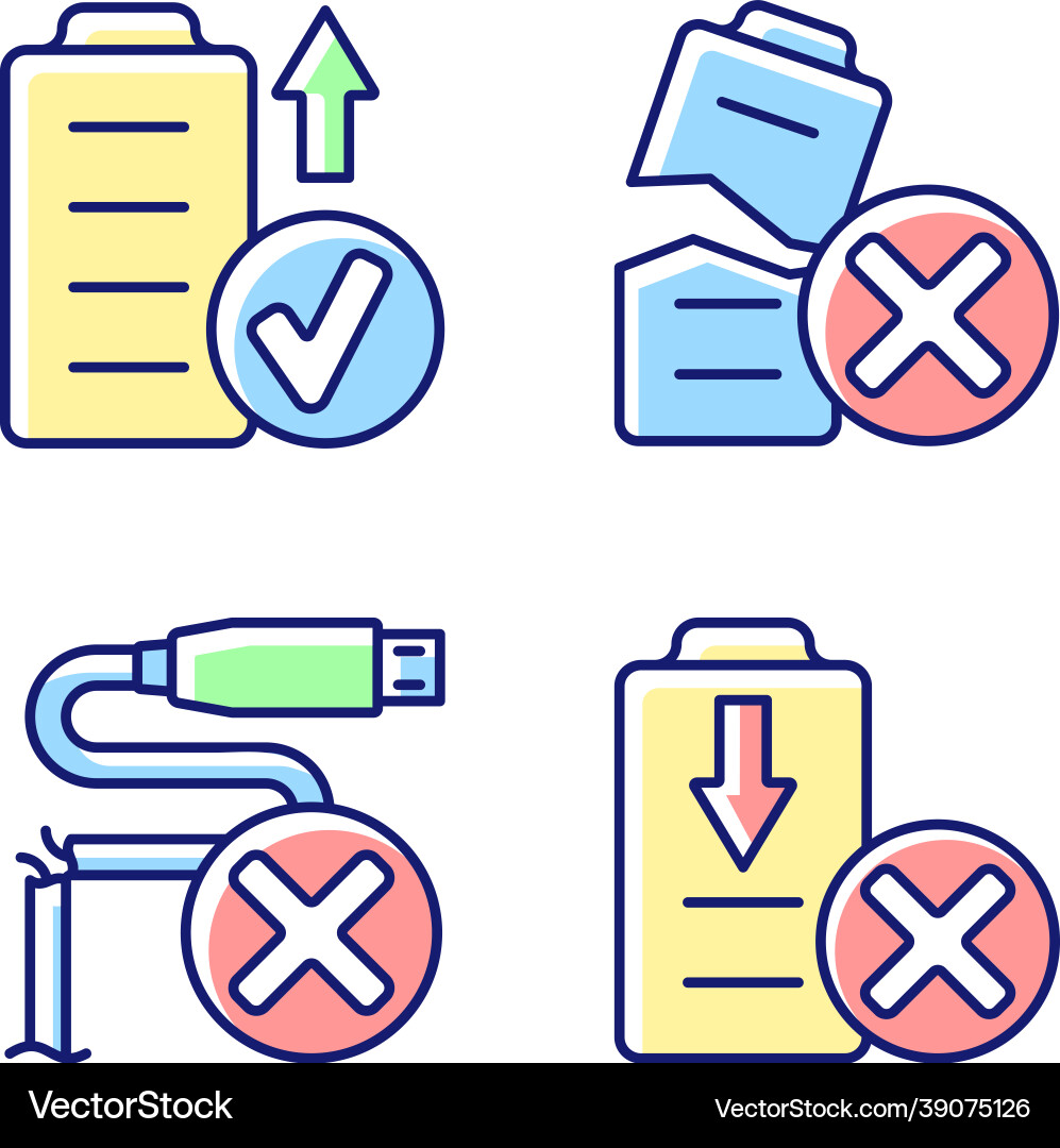 Drone performance rgb color manual label icons set Drone performance rgb color manual label icons set vector image