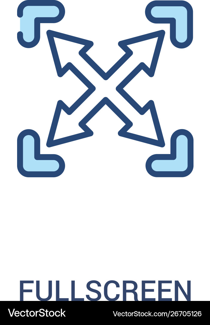Fullscreen concept 2 colored icon simple line Fullscreen concept 2 colored icon simple line vector image