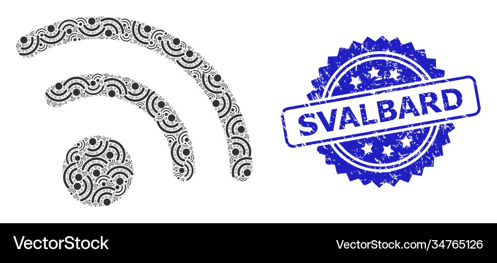 Grunge svalbard seal and recursion radio signal Vector Image
