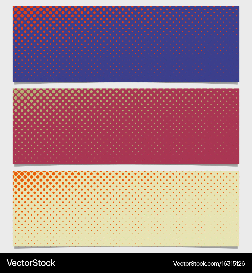 Halftone circle pattern horizontal banner set Vector Image