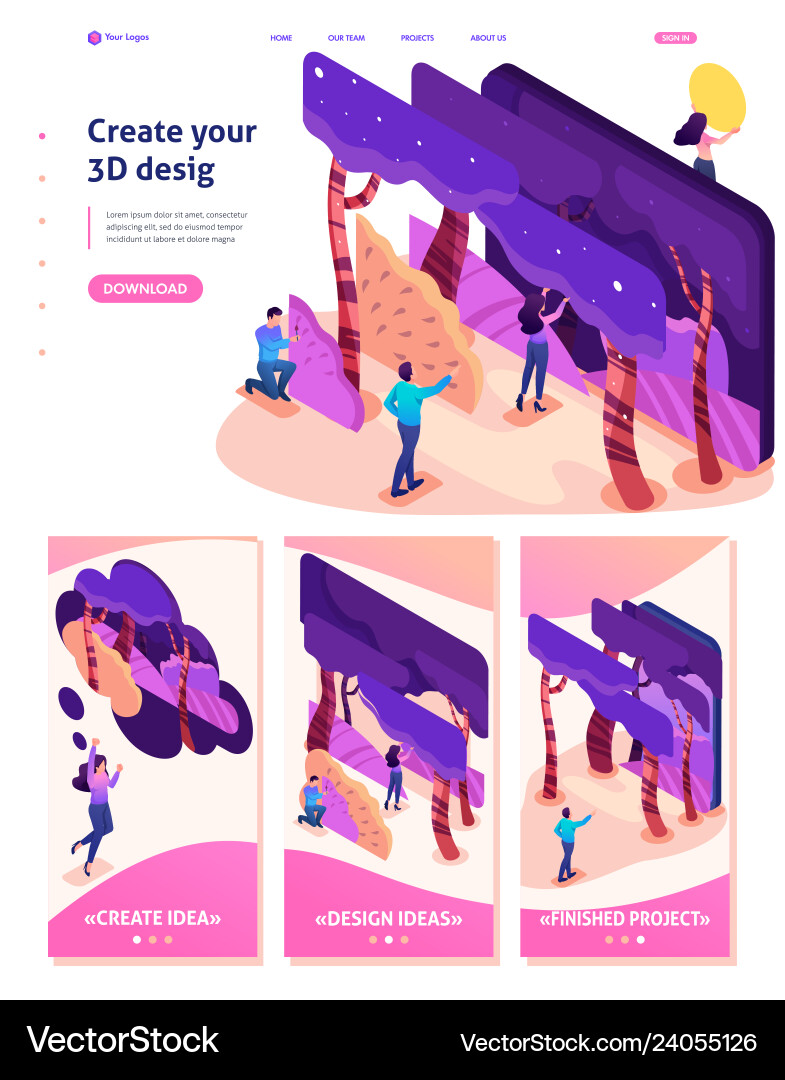Isometric program for creating 3d Isometric program for creating 3d Vector Image