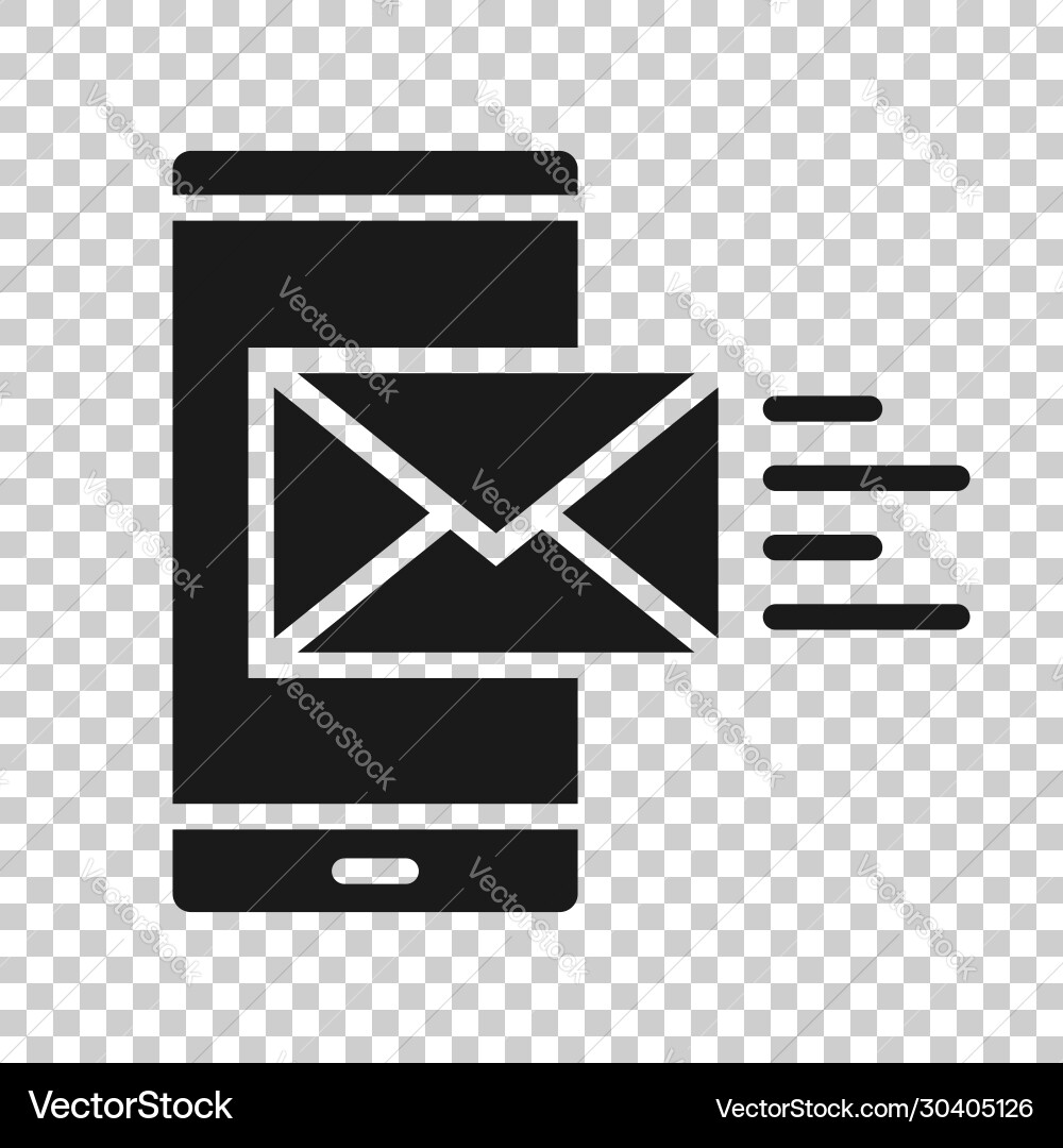 Message on smartphone icon in flat style mail Message on smartphone icon in flat style mail vector image