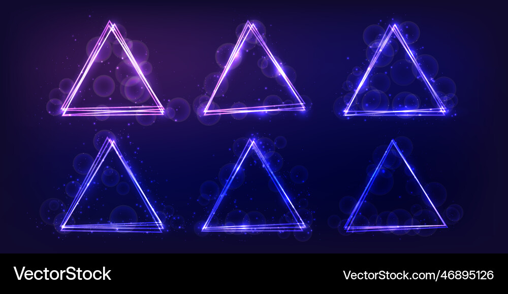 Neon triangular frame with shining effects Neon triangular frame with shining effects vector image