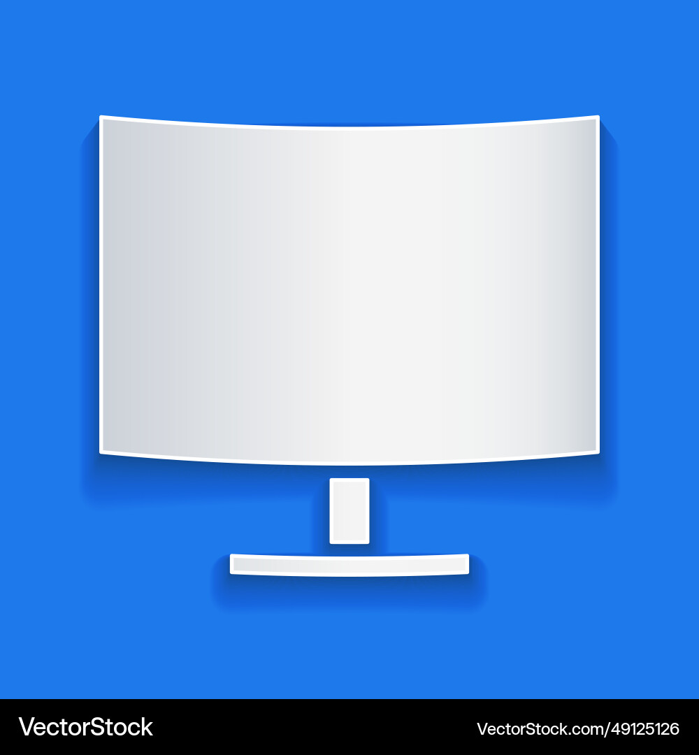 Paper cut computer monitor screen icon isolated Paper cut computer monitor screen icon isolated Vector Image