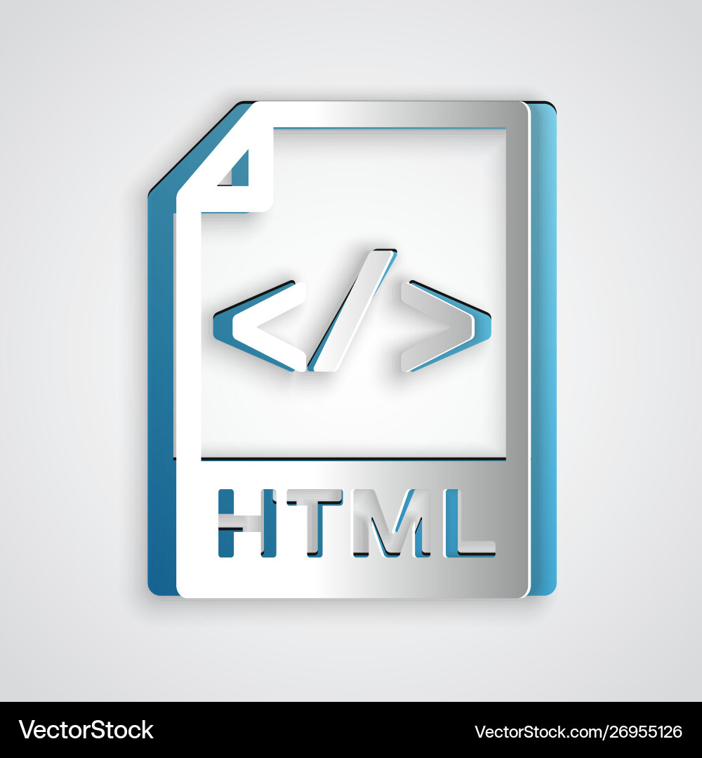 Paper cut html file document download button Vector Image