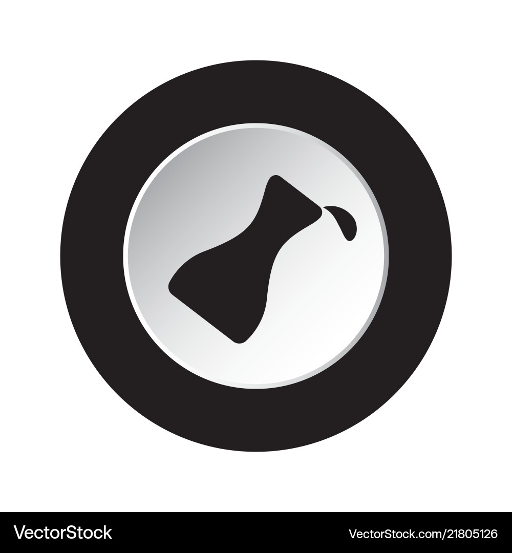 Round black white button icon - flask with a drop Round black white button icon - flask with a drop vector image