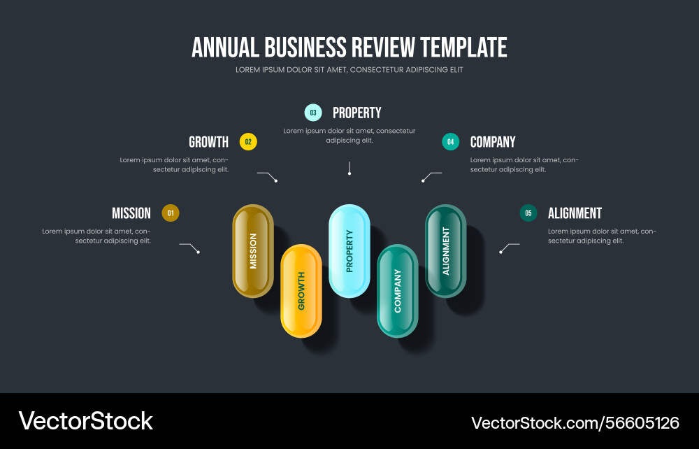 Visual development 5 element infographic slide Visual development 5 element infographic slide vector image