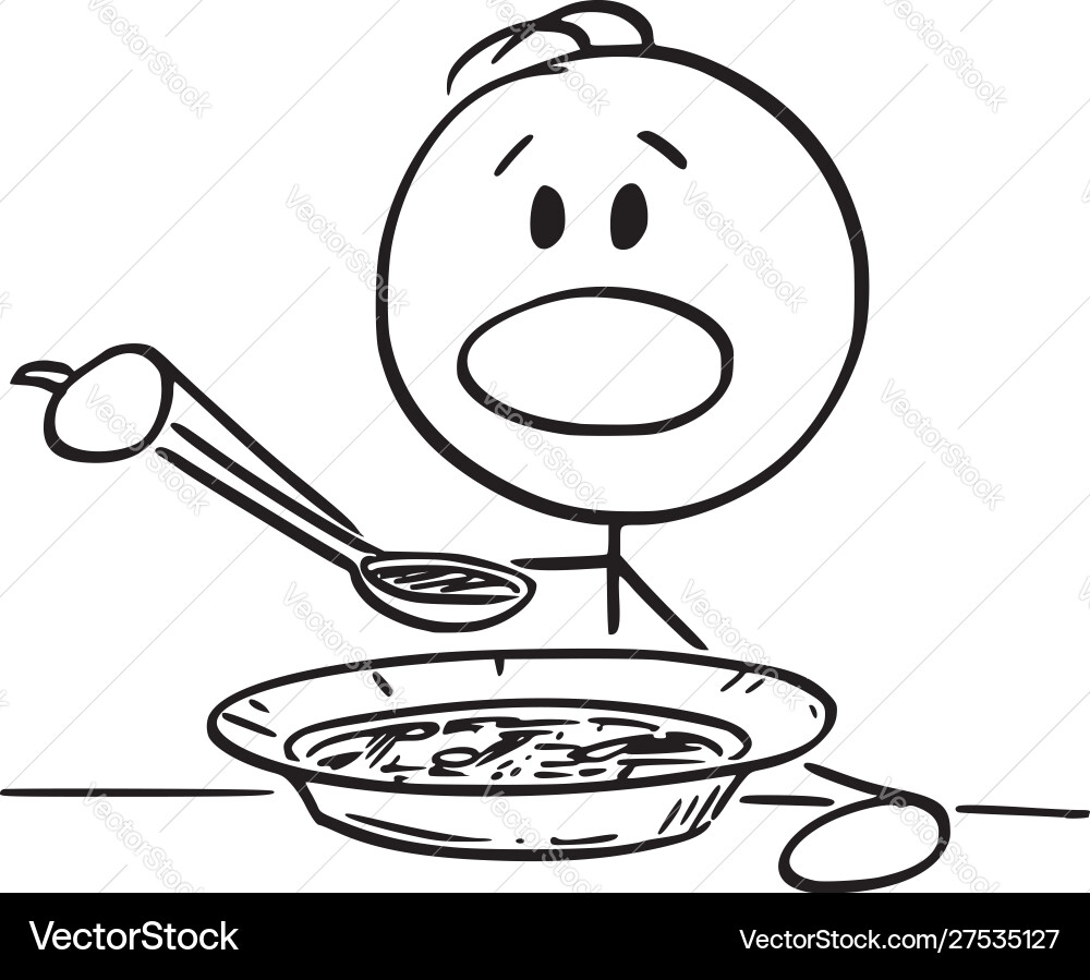 Cartoon Mann oder Junge essen Suppe mit Löffel Cartoon Mann oder Junge essen Suppe mit Löffel vektorbild
