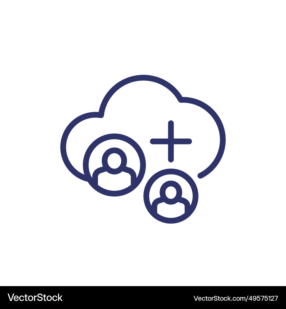 Collect user data in a cloud line icon Vector Image
