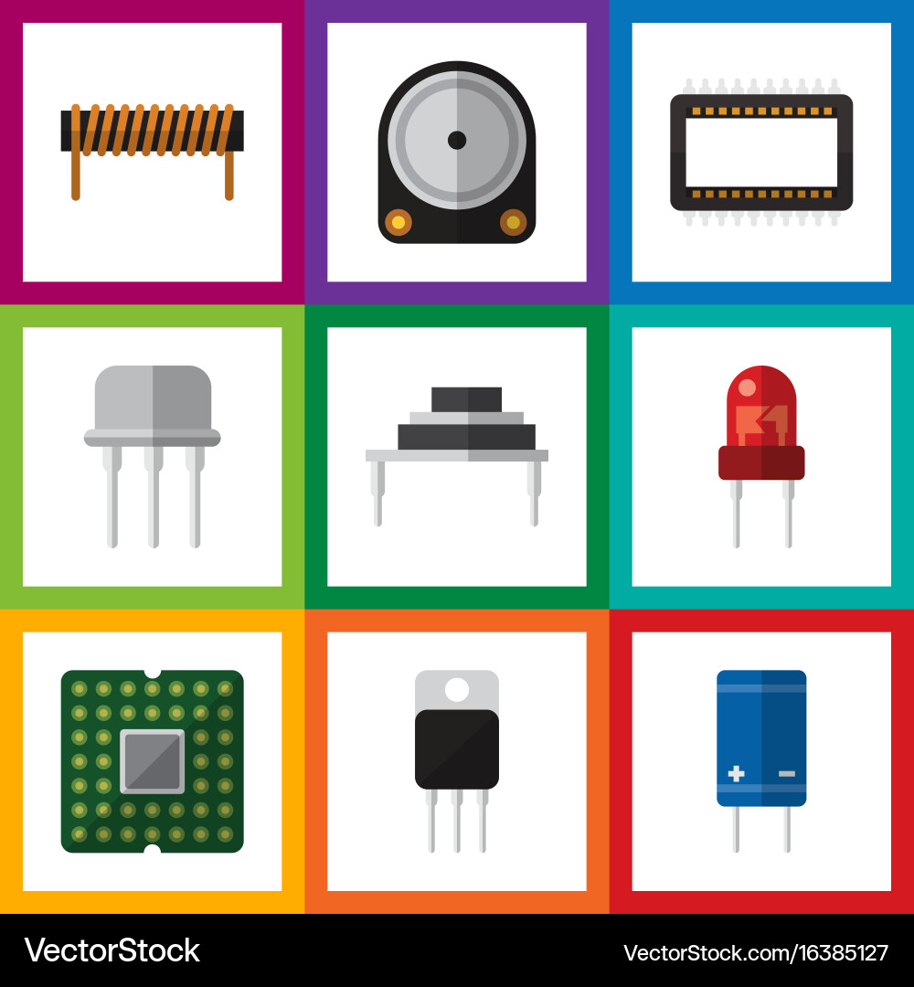 Flat icon device set of bobbin hdd receiver Vector Image
